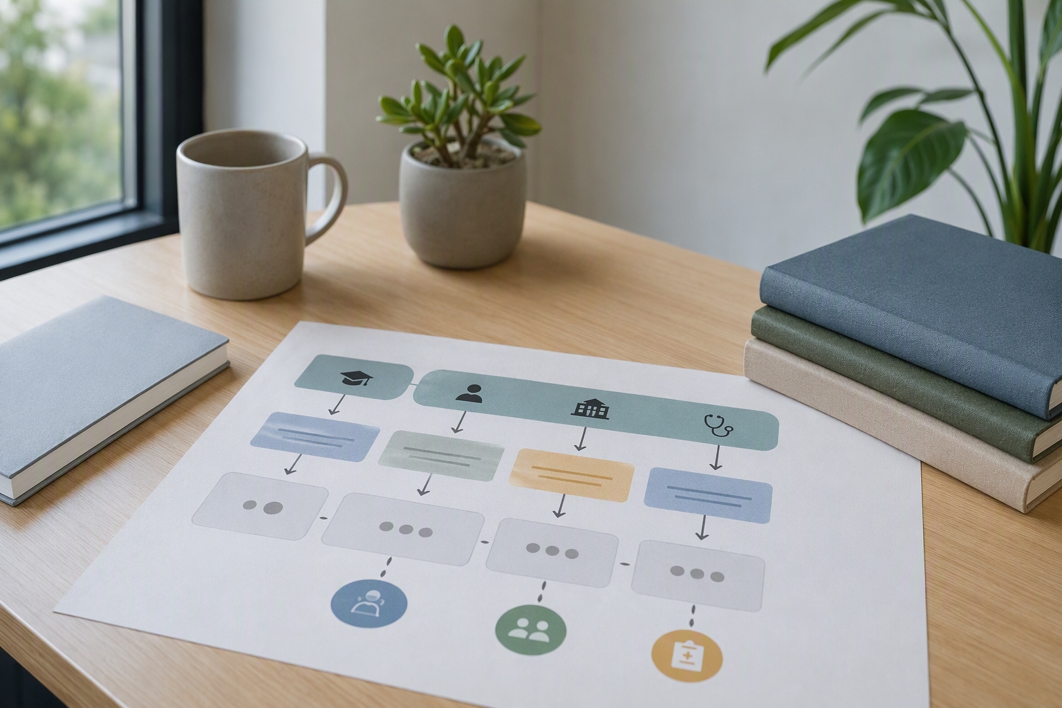 Curriculum and practicum planning graphic for RN-to-MSN office-based healthcare careers