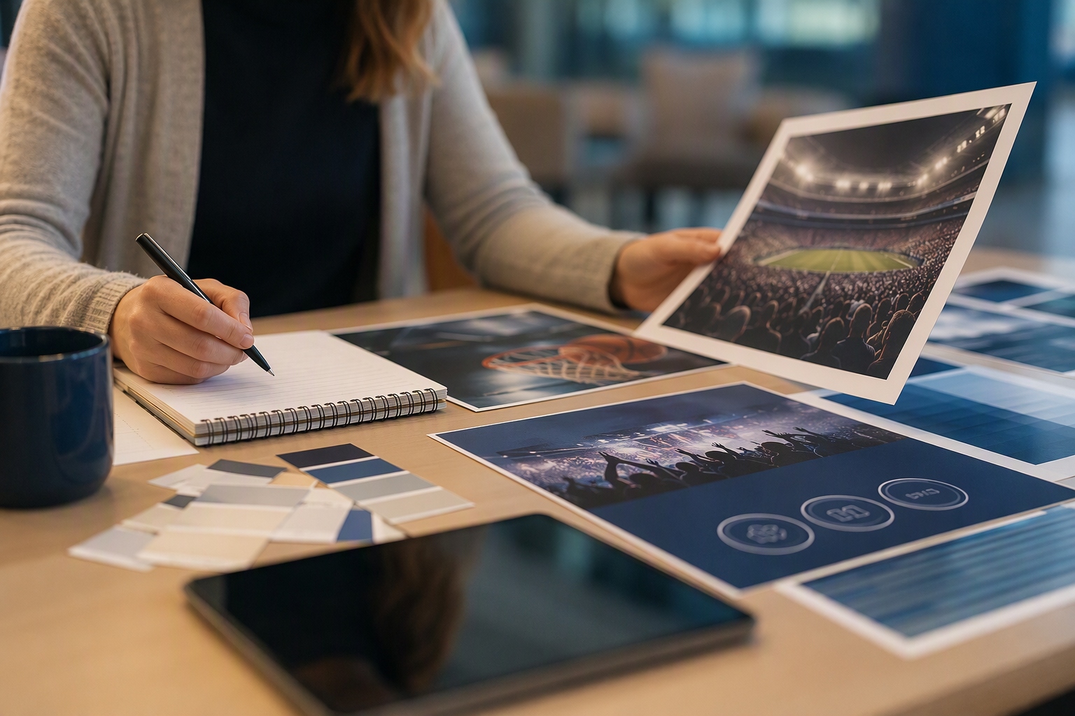 Student reviewing a partnership proposal related to sports sponsorship careers in a classroom