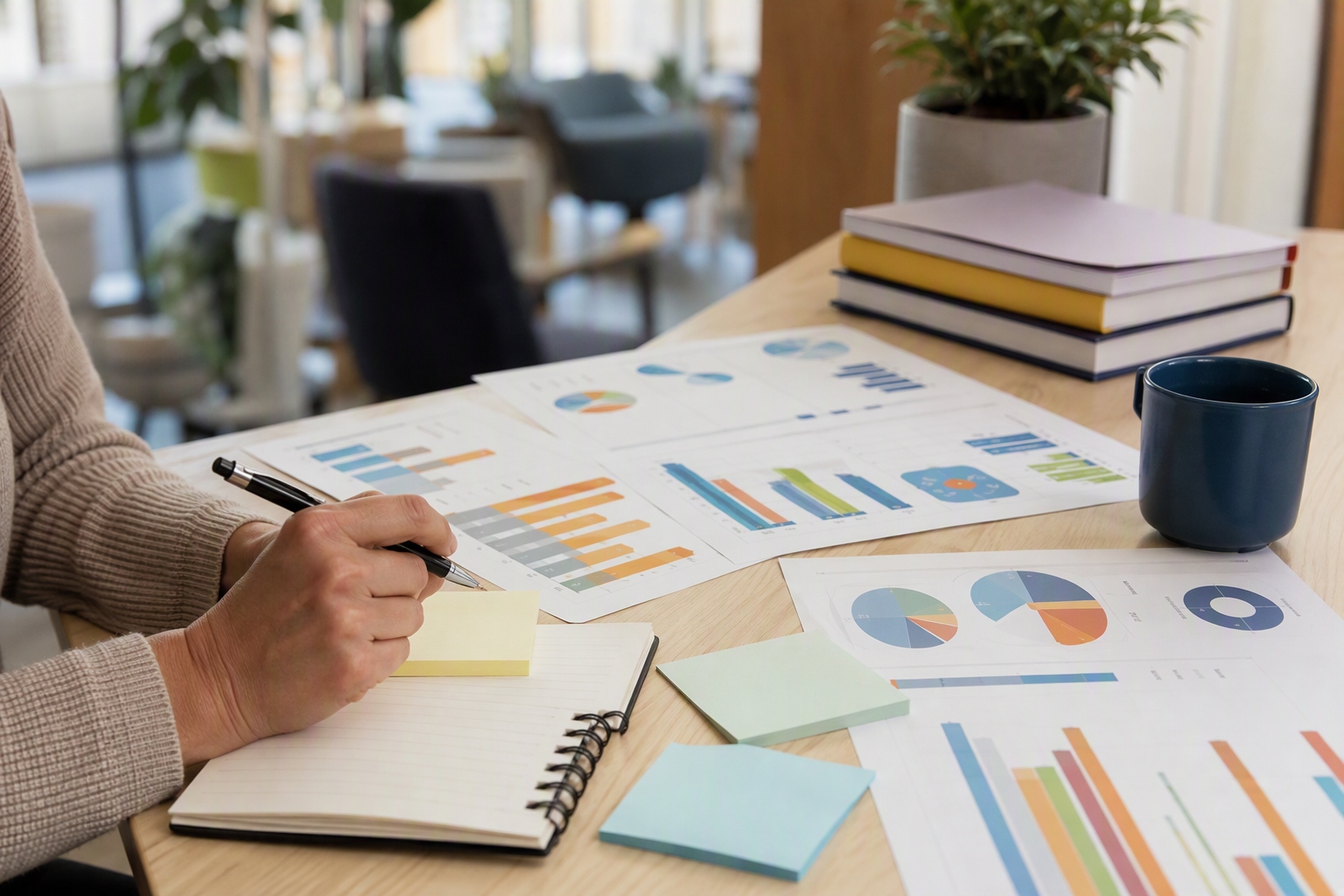 Professional analyzing public health data and planning community programs in an office setting