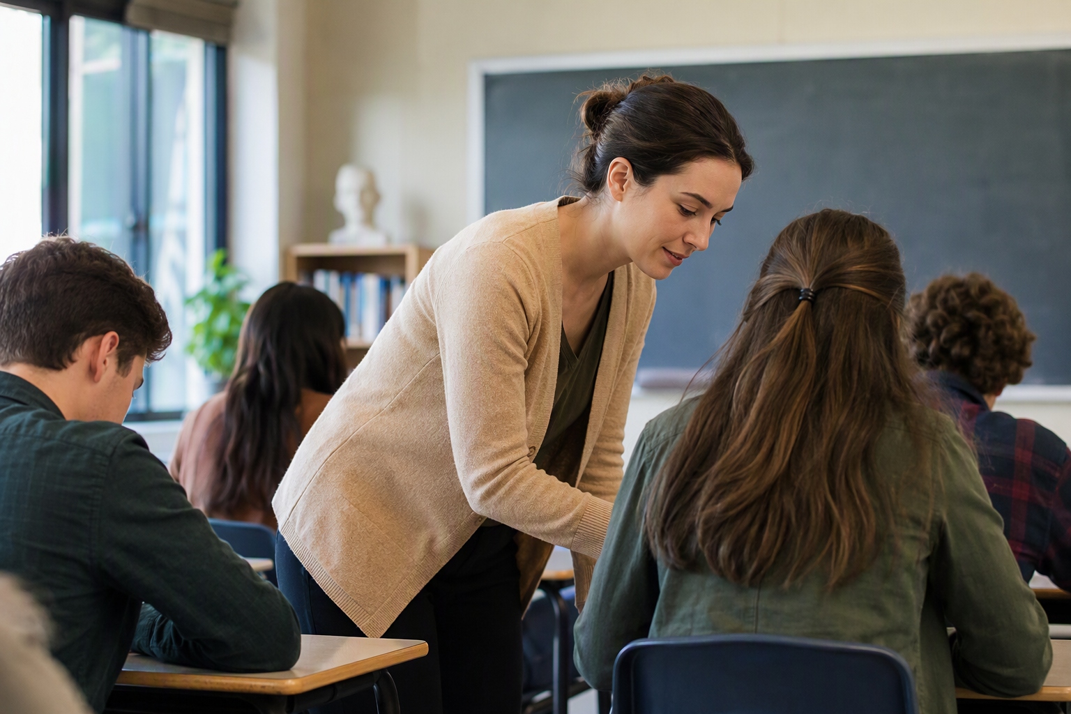 Students engaged in supervised secondary classroom teaching during their education program